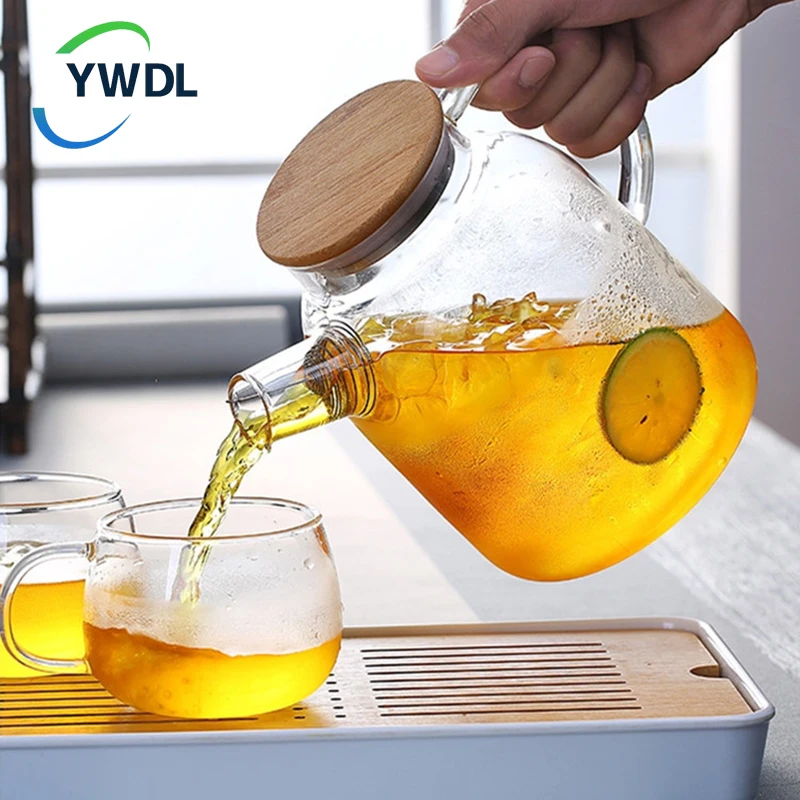 1L/1.8L Borosilicate Glass Teapot Set Clear Teapots With Cup Removable Filter Spout Drinkware For Loose Leaf Blooming Tea