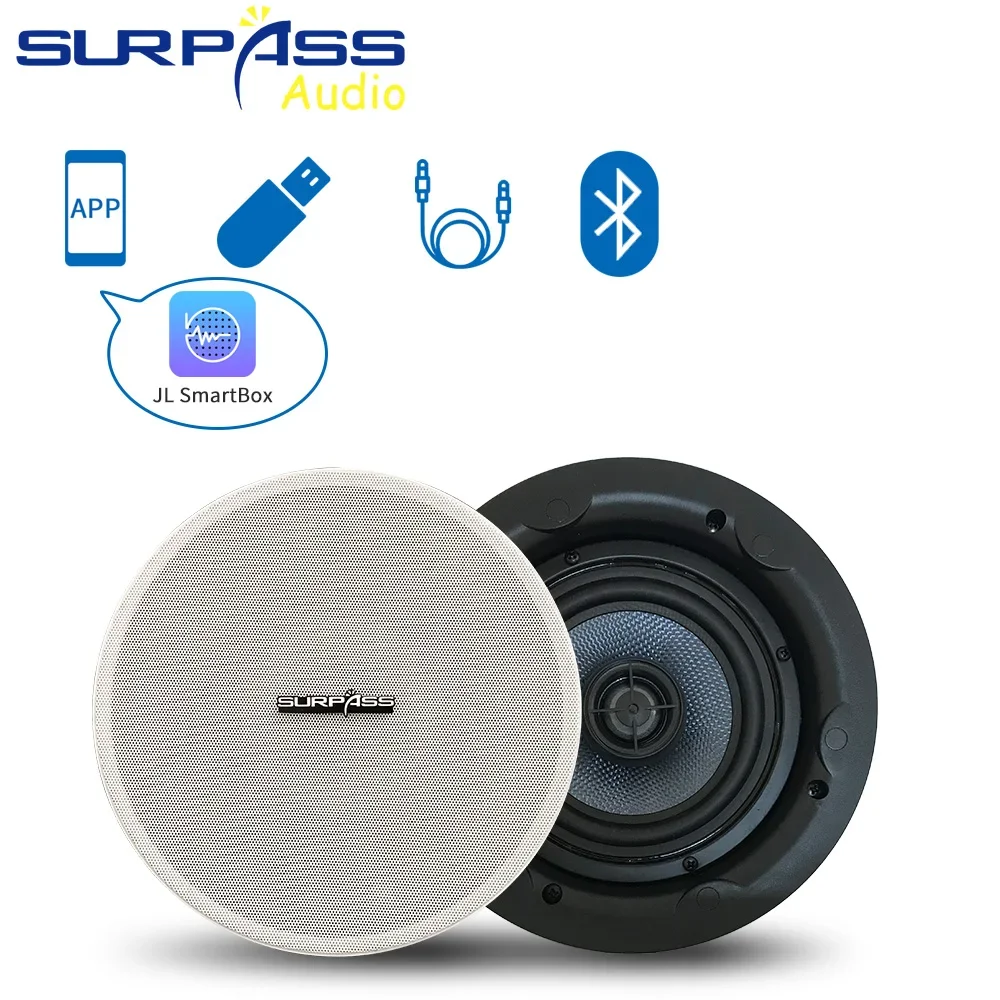 App Control Bluetooth Waterproof Ceiling Speaker Kit HiFi Home Audio 25W PA System Indoor Loudspeaker Background Music System