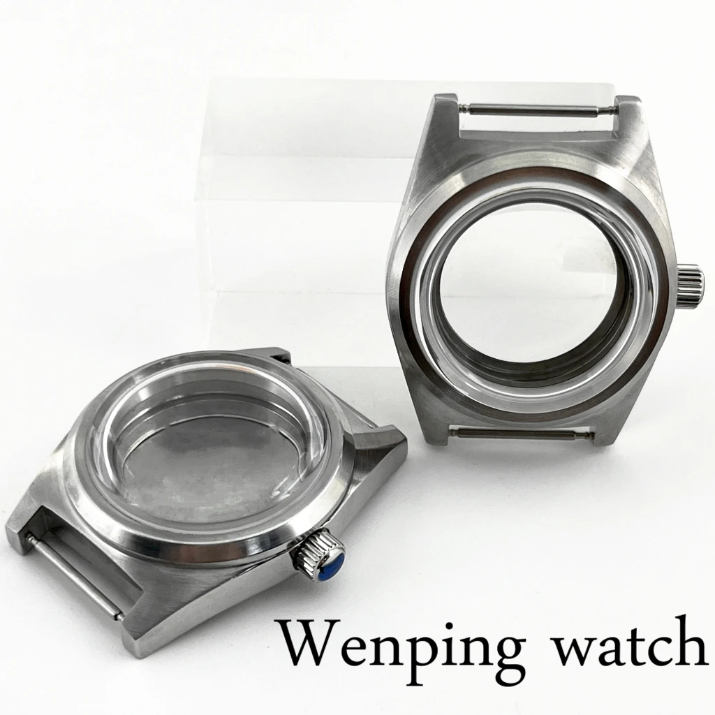 38mm Silver Watch Case Solid/Glass Bottom Cover Convex Glass Watch Case Fit NH35 NH36 ETA 2824 PT5000 Movement