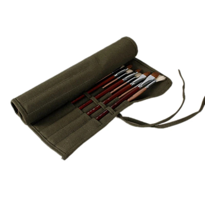 Brush Bag Artist Roll Up Canvas Cases Makeup Brushes Multifunctional Accessory for Outdoor Sketching Landscape Creation