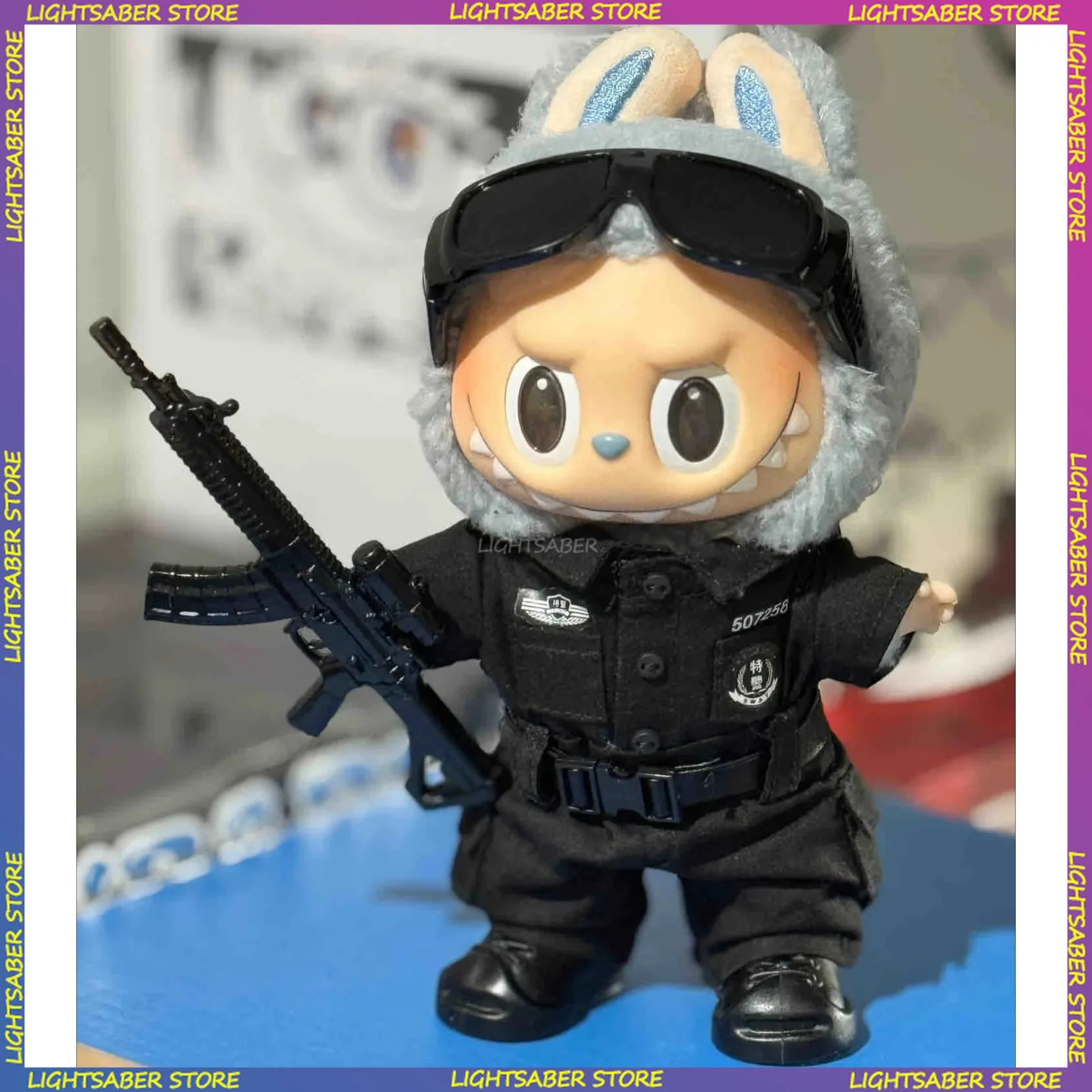 Hot Labubu Doll Clothes Security Police Shirt Trousers Belt Shoes 4-piece Set Mini Plush Doll Clothing Fashion Doll Accessories