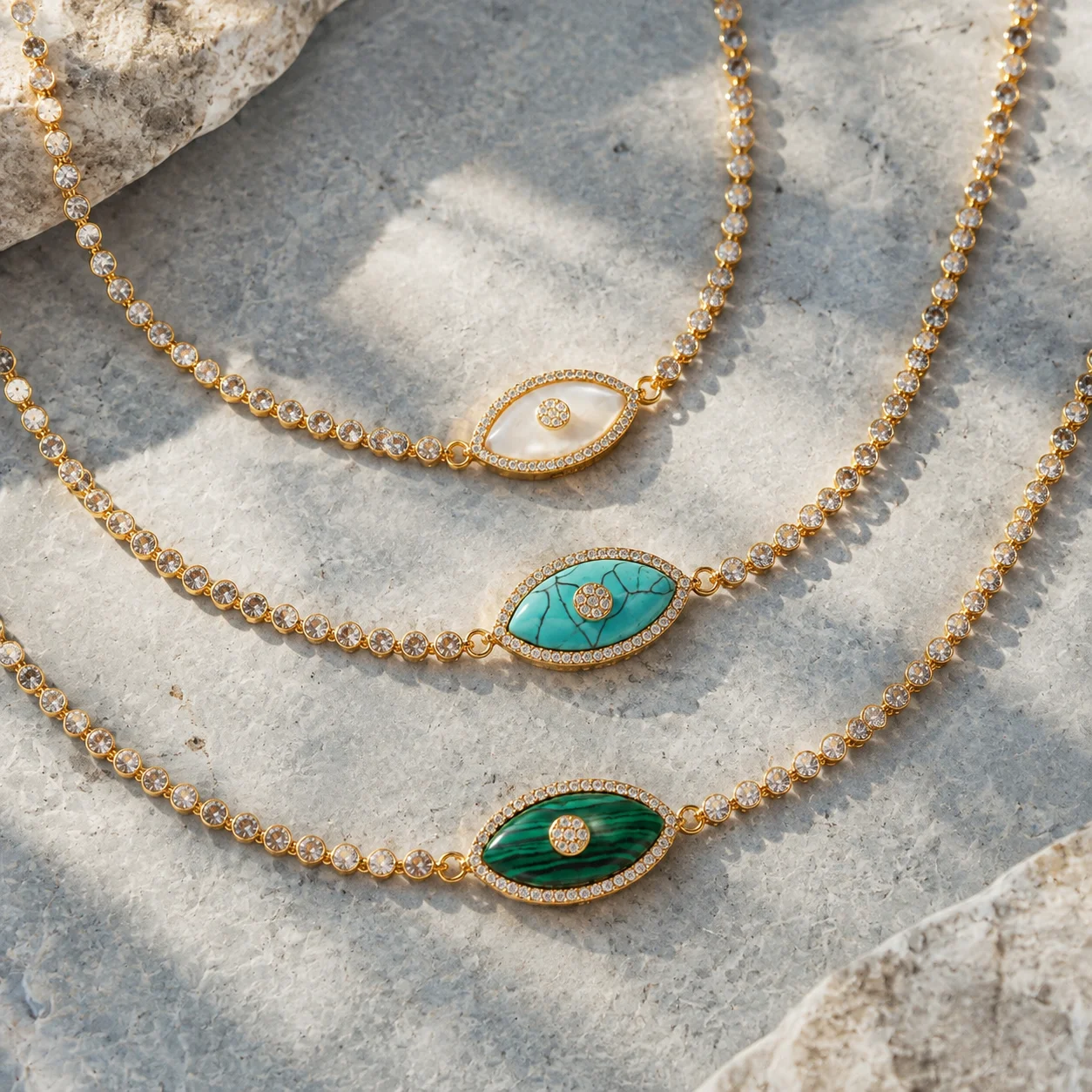 Gothic Trendige 18K Vergoldete Anlaufbeständige Böses Auge Zirkonia-Anhänger-Halskette für Frauen Einzigartiger Hals-Schmuck Geschenk