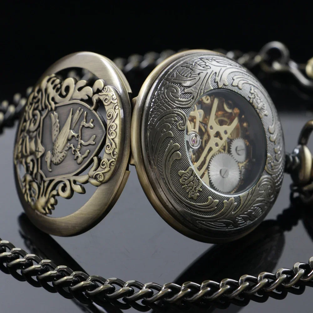 Montre de Poche Mécanique Hollow Half Hunter, Pendentif Antique Cool, Mécanisme Manuel, Horloge, Cadeau Homme, PJX1752