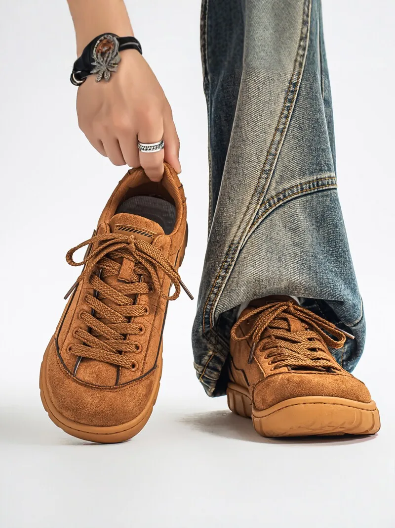 Birkent Men's Shoes Retro Casual Sports Thick Bottom Anti-slip Soft Sole Large Head Workwear Trendy Shoes Fall 2026 New Model