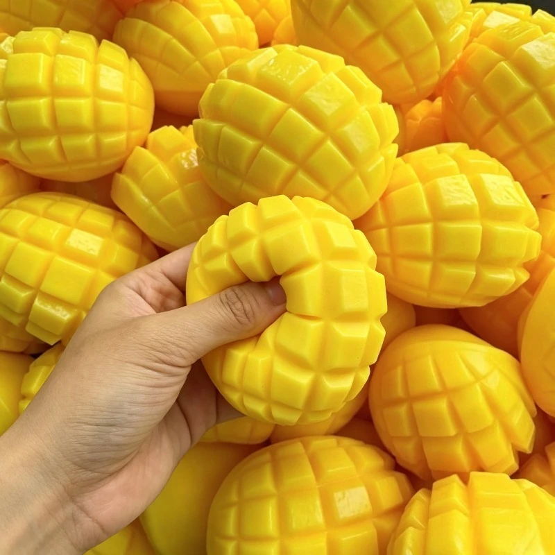Crunchy Mango Meat Squishy Stress Ball Fidget Toy Building Block Filled Sound Making Design ASMR Sound Effect Stress Relief