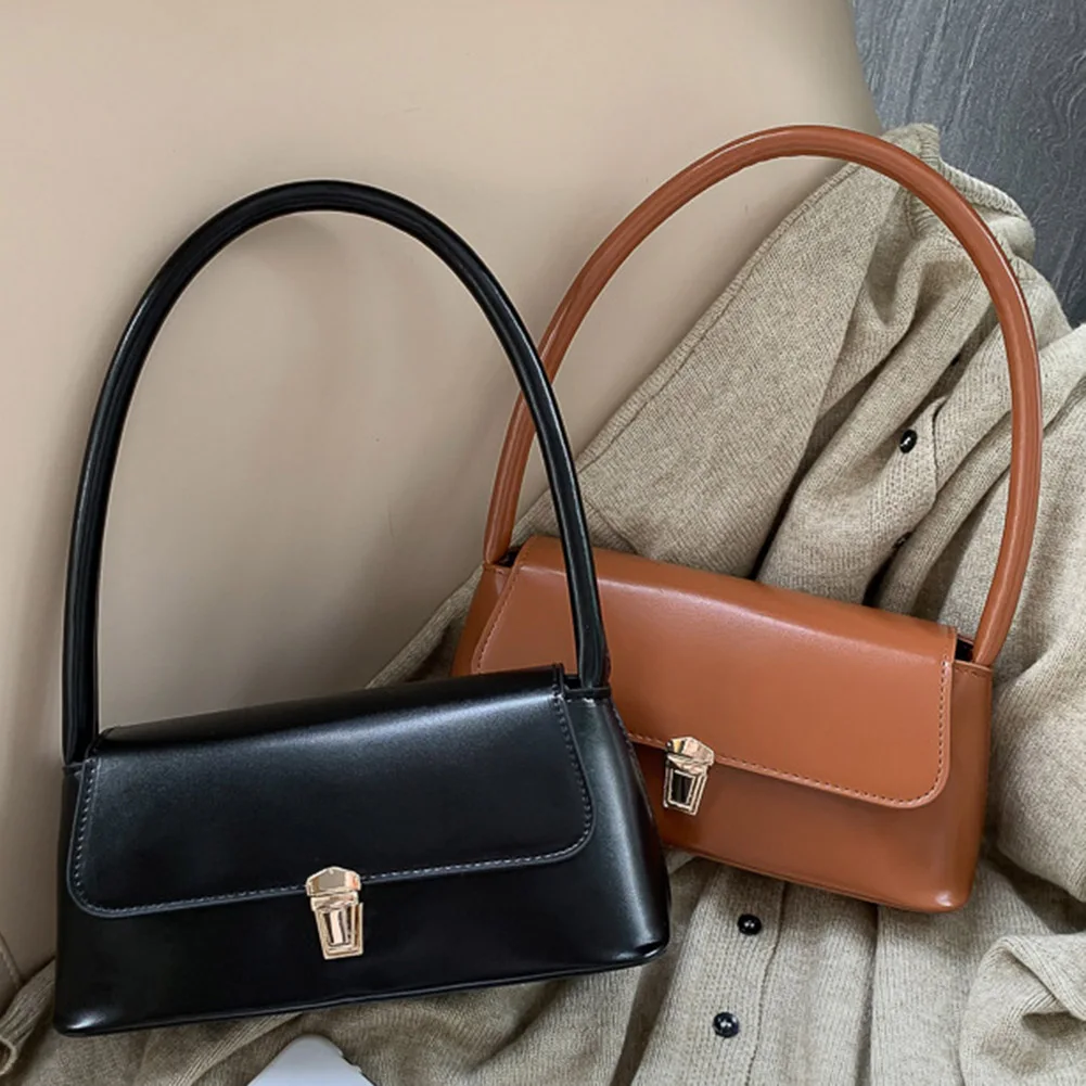 المرأة ريترو حمل حقيبة العصرية خمر تحت الإبط حقيبة المحمولة عادية بولي Leather الجلود بلون مقبض بسيط مصمم حقائب اليد #1