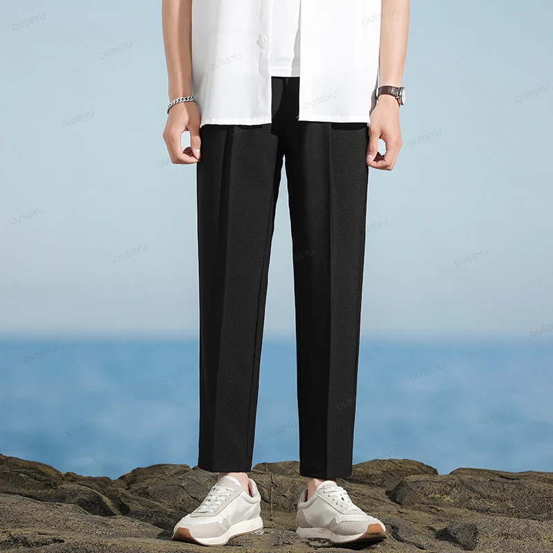 Brand Clothing Smooth Soft Suit Pants Men Business Korean Formal Office Banquet Wedding Long Trousers Male Plus Size 40 Gift