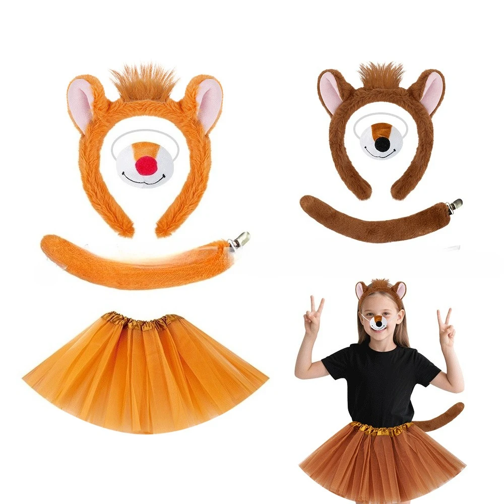 

Chipmunks Costume Accessories Chipmunk Ears Headband Tail Nose Skirt Tutu Halloween Cosplay Birthday Decorations