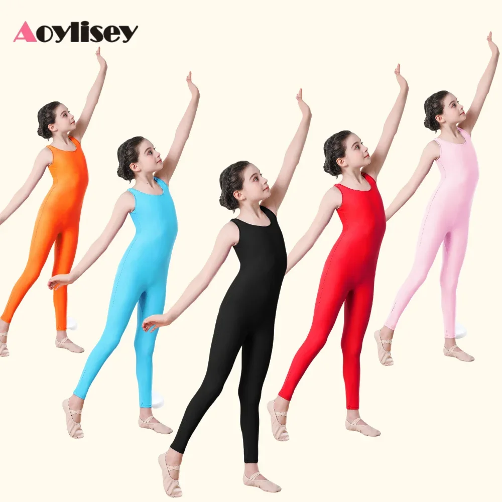 

Kids Girls Sleeveless Spandex Tank Unitard Full Body Suit One Piece Ballet Dance Gymnastics Jumpsuit Costume for Dancewear