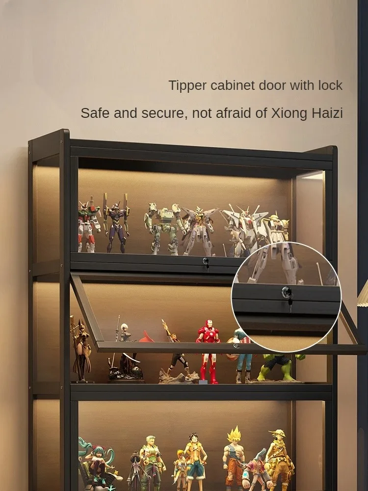 Figure Cabinet With Lock Acrylic Dust Proof Display Rack Model Bubble Mart Storage Blind Box Organizer