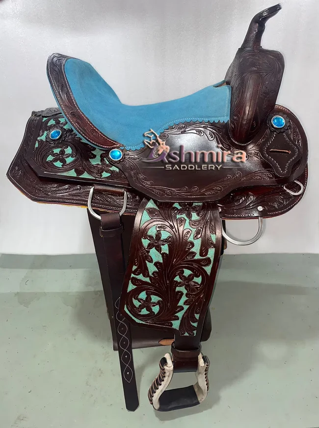 High Quality Hand Tooled Western Barrel Horse Leather Saddle, Custom Saddle, Trail Pleasure Saddle Tack, Wholesale Hot Selling