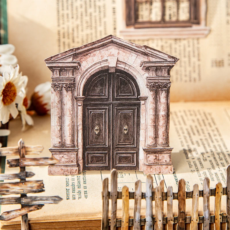 

20pcs Retro Laser Hollow Door and Window Hard Card Sticker Art Scrapbook Supplie Diary Album School Stationery Decoration Sticke