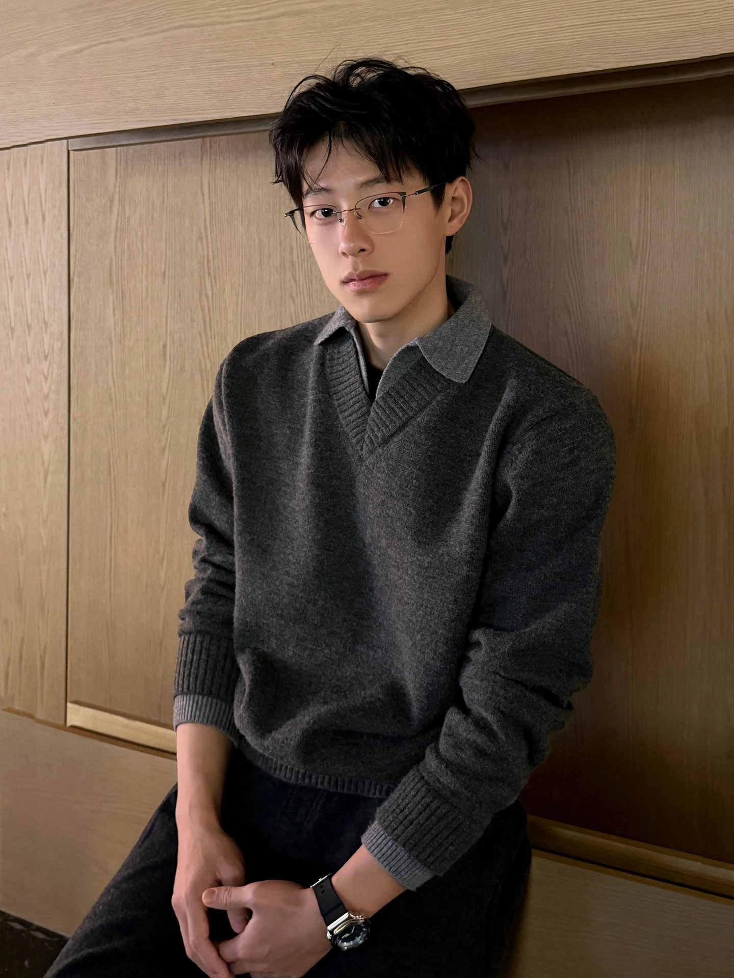 

American Retro Collar Knitted Sweater Men's Lazy Sle Spring Autumn High Sensation Loose Fit Casual Knitwear Coat