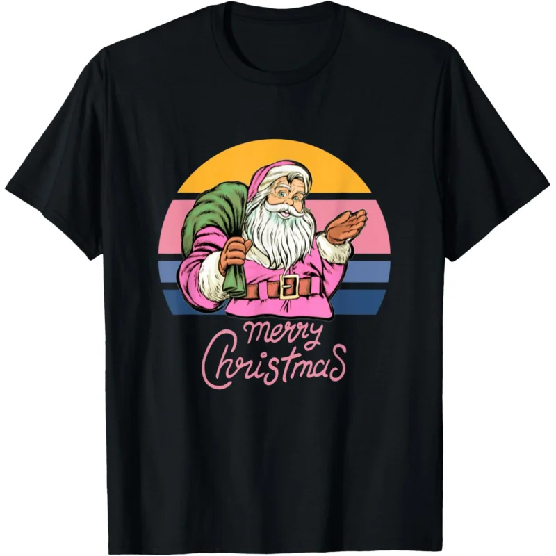 

Retro Pink Santa Claus Vintage Christmas Sunset T-Shirt