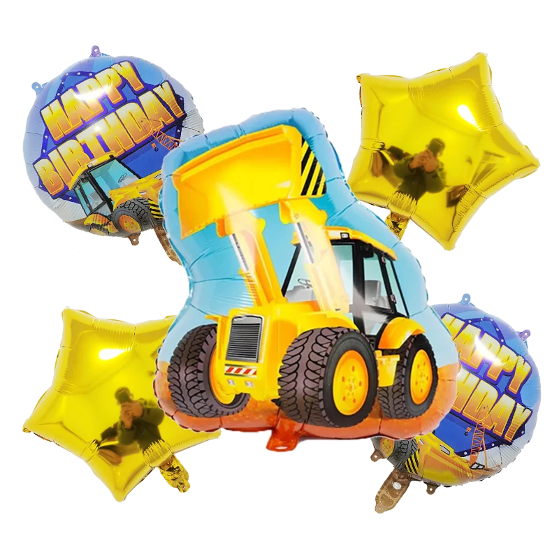 Tractor Fire Truck Cartoon Car Foil Balloons Boys Happy Birthday Party Decorations 32 Inch Gold Green Blue Number Kids Toys Ball