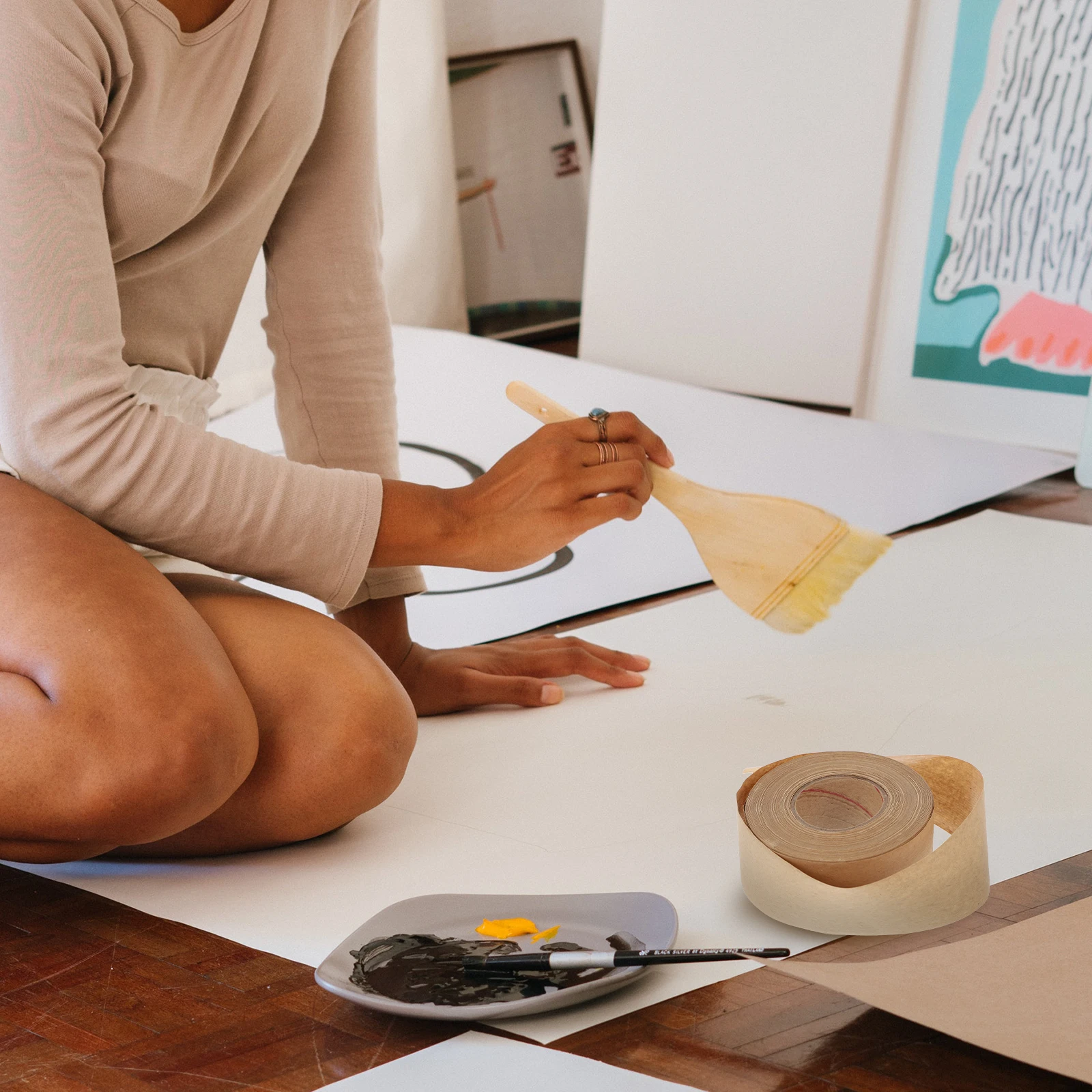 

1 шт. упаковочная лента из крафт-бумаги, активируемая водой, с возможностью письма, для герметизации, с сильной фиксацией, устойчивая к истиранию, упаковочные материалы