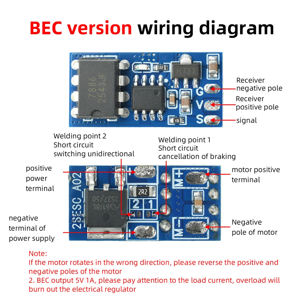 2S 3S Brushed ESC für RC-Autos und -Boote mit adaptiver Gasregelung und vierfachem Sicherheitsschutz – Elektronische Geschwindigkeitsregelung – Detail 3