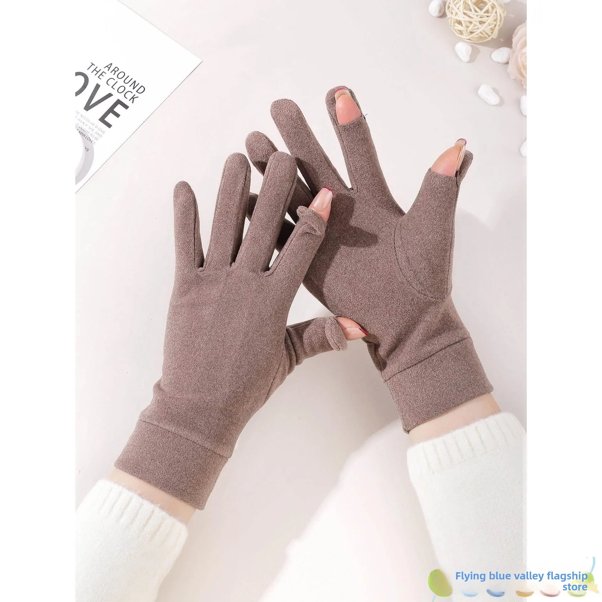 

Warm Touchscreen Gloves Flip Cover Thin Double-Sided Fce Winter Cycling Gloves for Men Ladies Outdoor Travel Skiing Gloves