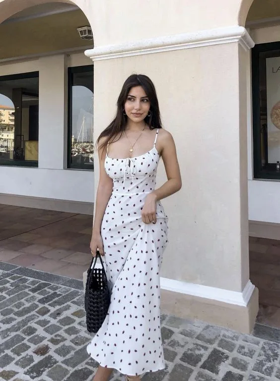 Cottagecore – robe camisole imprimée fraise, cravate sur le devant, dos smocké, bretelles Spaghetti, robe mi-longue d'été pour femmes et adolescentes