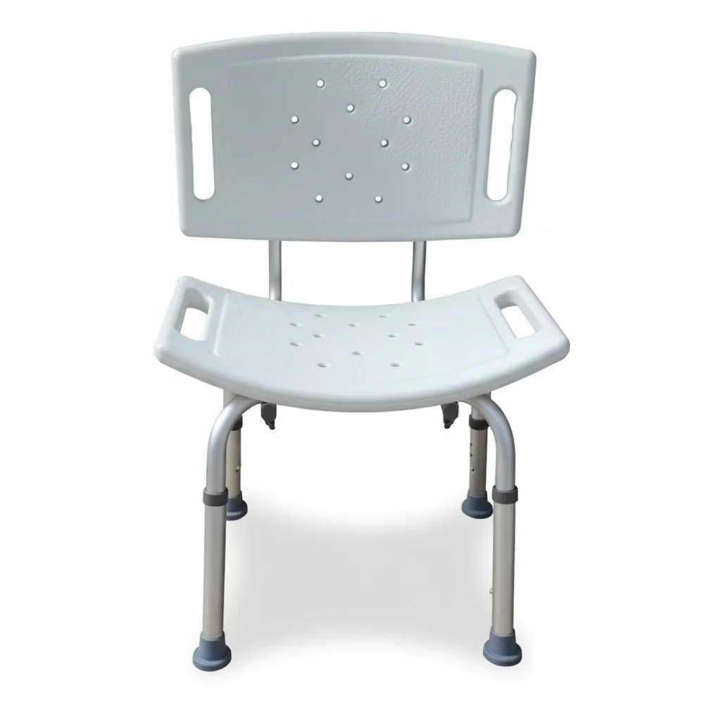 

Shower Chair with Backrest, Aluminum Bathroom Safety Chair, Adjustable 75-87cm Bath Seat, Medical Rehabilitation Equipment