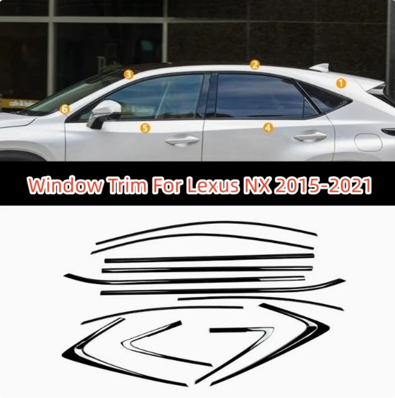 

Декоративная накладка на окна для Lexus NX/RX 2008-2025, из нержавеющей стали, черная, внешняя, для молдингов окон, декоративная полоса, накладка на пороги, боковая отделка