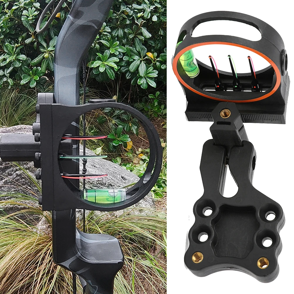 

3 Pin Compound Bow Sight Archery Sight Adjustable Needle Spacing Four Way Adjustment Right Hand Hunting Training