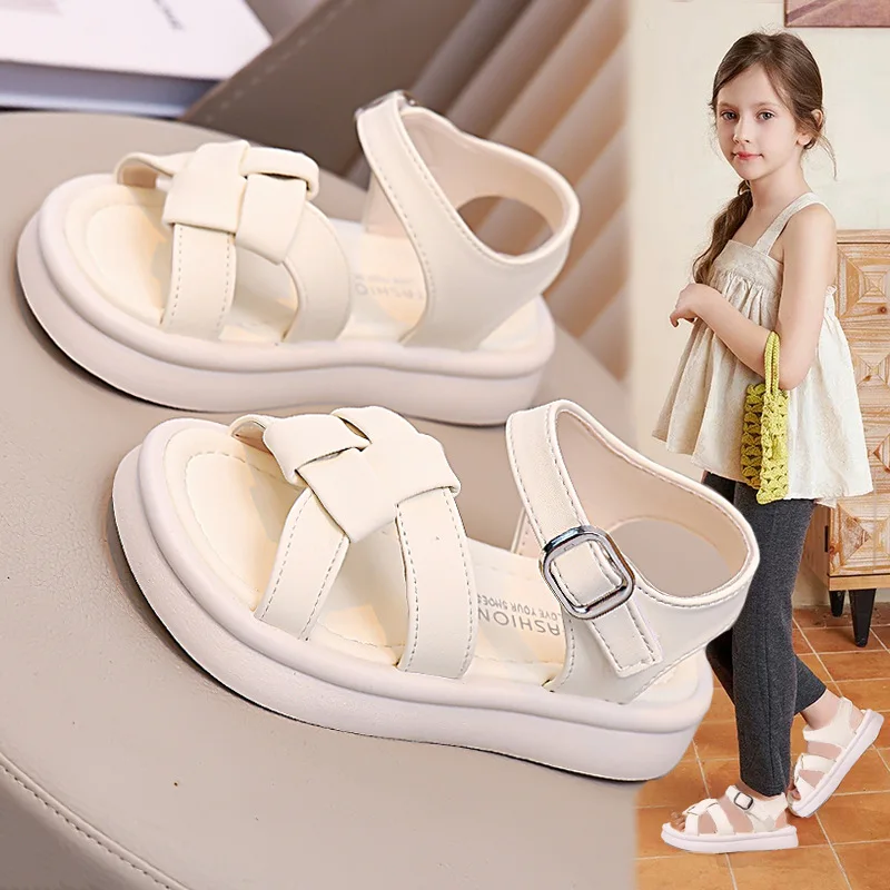 

Children's Sandals for Girls Shoes for Kids Summer Soft Flat Heels Beach Princess Shoes 10 Years 2025 Fashion Sports Shoe 28-37