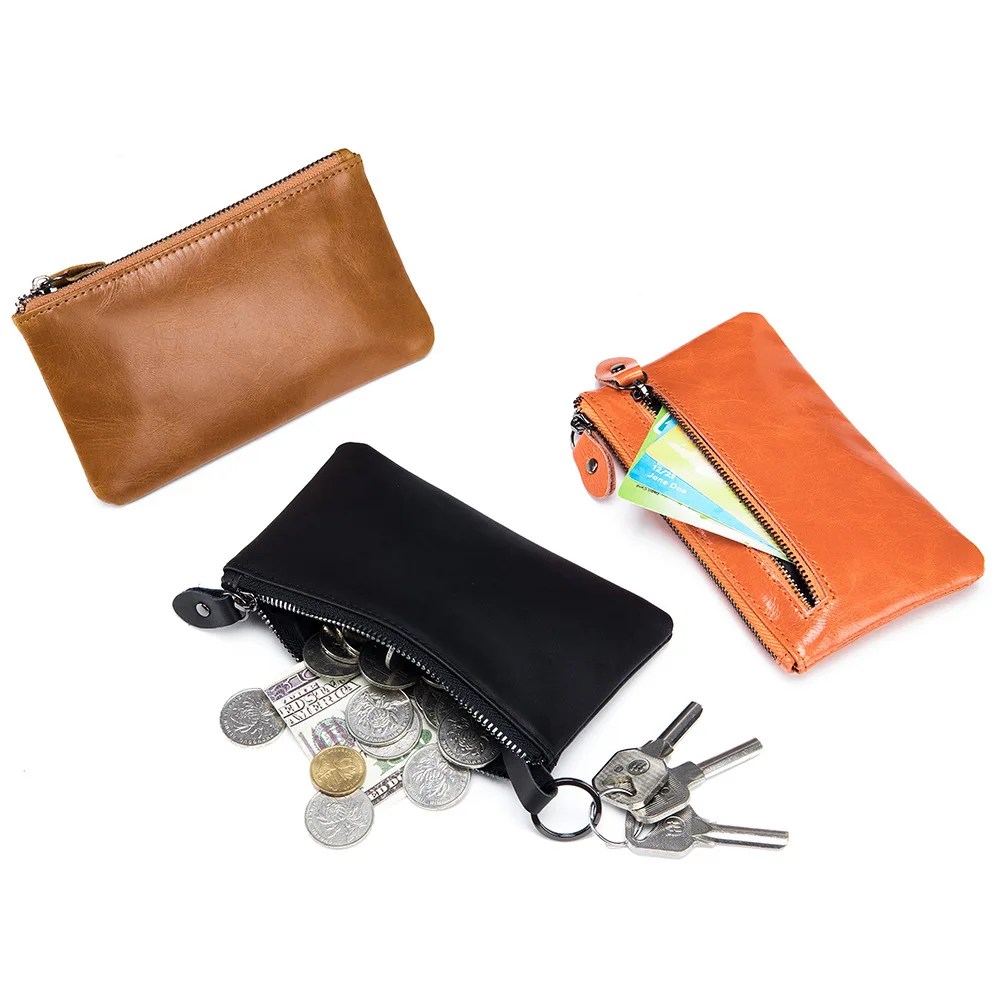 Genuine Leather Clutch Wallet Bag For Men Women Portable Cowhide Coin Purse Card Holder Key Lipstick Earphone Storage Case Pouch