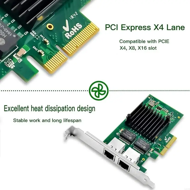 N84B PCI-E 2 Port Gigabit Card PCI Express Ethernet Adapter 1000Mbp