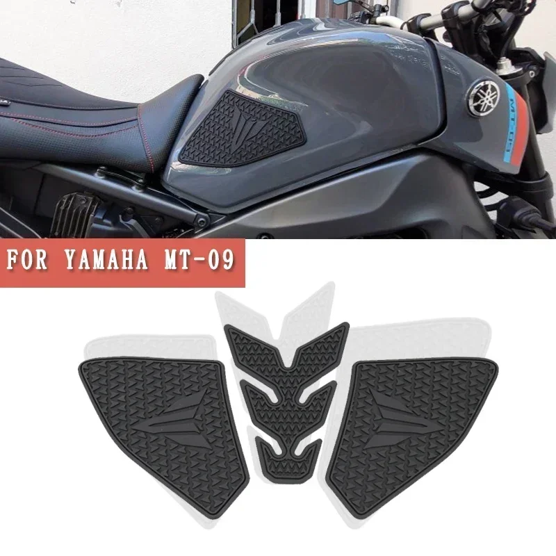 

Новые мотоциклетные наклейки для YAMAHA MT-09 MT09 MT 09 2021 2022 2023, Нескользящие боковые наклейки на топливный бак, водонепроницаемые резиновые наклейки