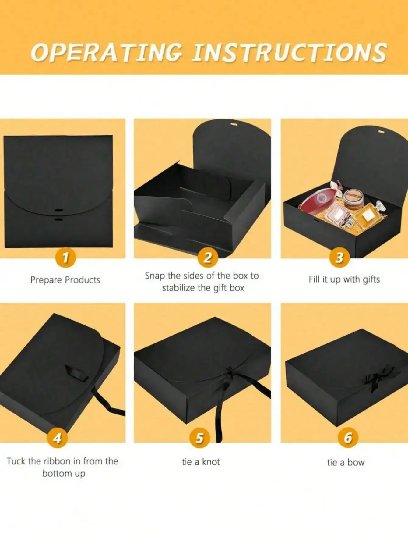 1/5 Stück schwarze Geschenkbox mit Deckel, schwarze Deluxe-Geschenkbox mit Band, Trauzeugen-Antragsbox, Brautjungfernboxen, Abschlussgeschenke – Detail 6