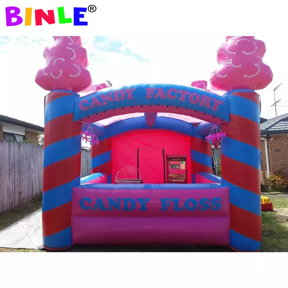 Cute Candy Floss Inflatable Booth Tent In Pink Trade Show Kiosk For Promotion