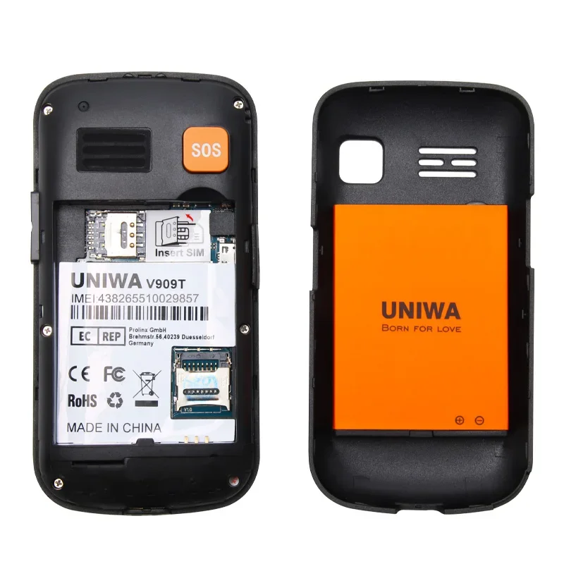 UNIWA V909T 4G VoLTE телефон двойной экран 2250 мАч большие передние кнопки SOS флип-телефоны поддержка HAC русская клавиатура многоязычная