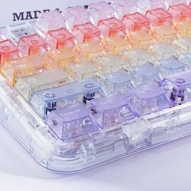 Rainbow Pc Keycap Cherry Pbt Transparent Keycap High Fog And Light-Transmitting Color Keycap 124 Keys