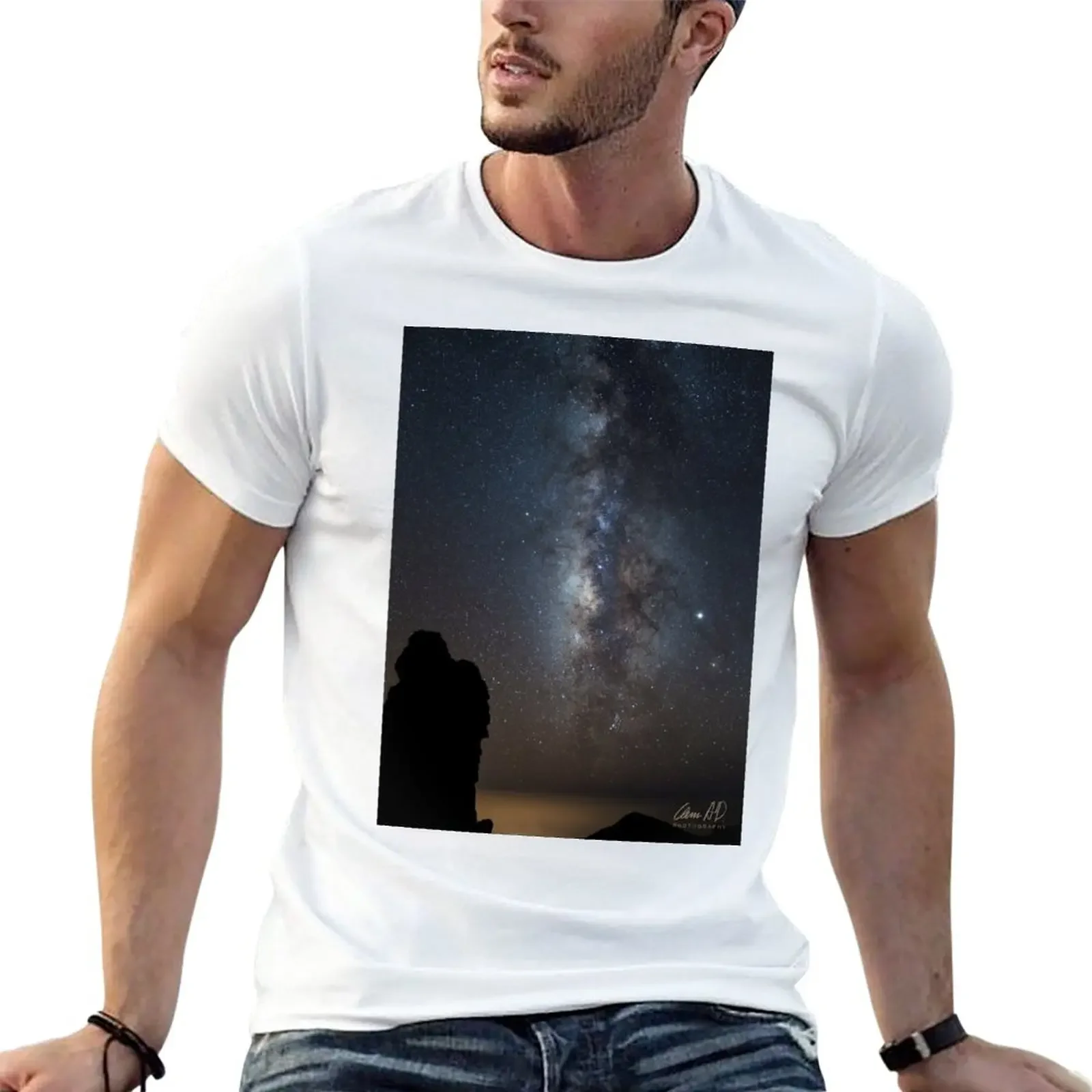 New Milky Way, Jupiter & Roque de los Muchachos T-Shirt korean fashion Short sleeve workout shirts for men