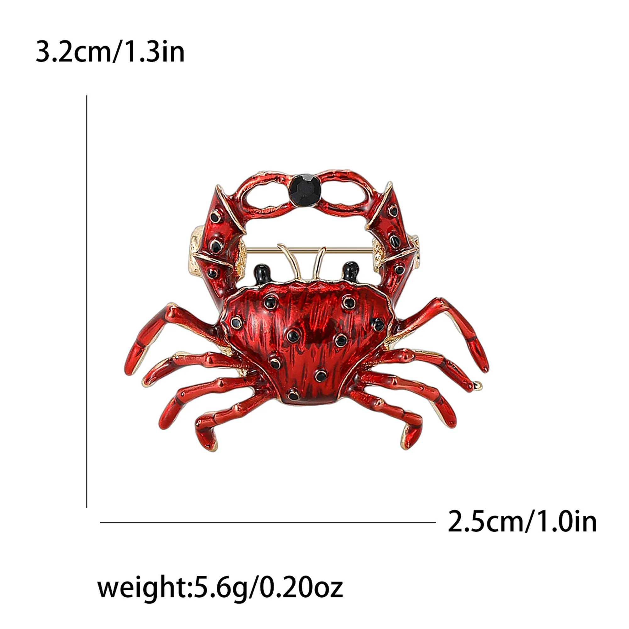 Enamel Crab Brooches for Women Unisex Rhinestone Animal Pins Event Party Backpack Decoration Clothes Accessories