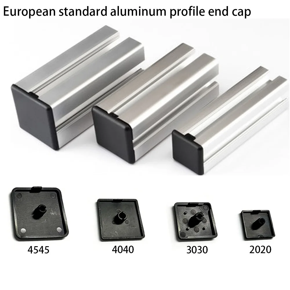 European Standard Aluminum Profile End Caps, Available in Four Sizes: 2020, 3030, 4040, and 4545. Aluminum Profile Sealing Caps.