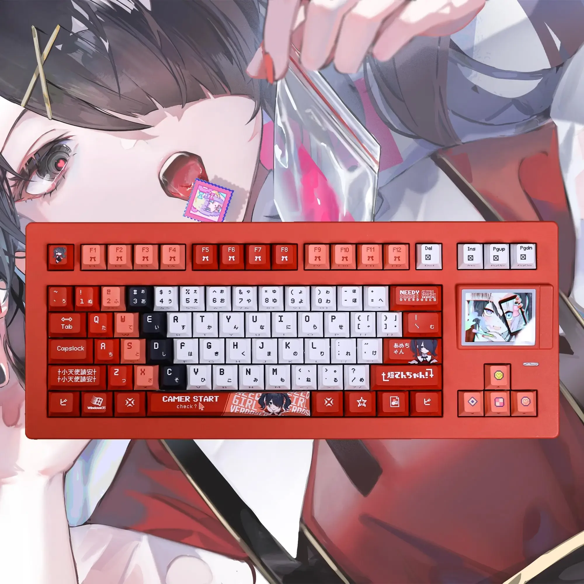 

Live Streaming Girl Theme Keycaps Set PBT Cherry Profile Transmission Custom Original Handmade Keycaps for Mechanical Keyboard