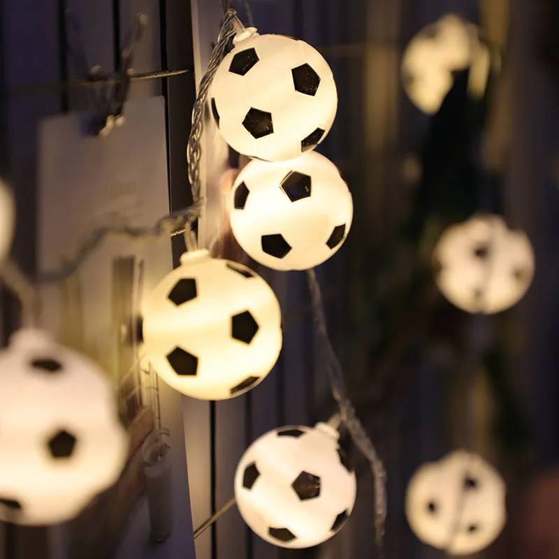 LED String Light Football Soccer Ball Shaped Fairy Light Decor 40 Bulbs Twinkle Lights for Garden Party Sports Carnival Parties