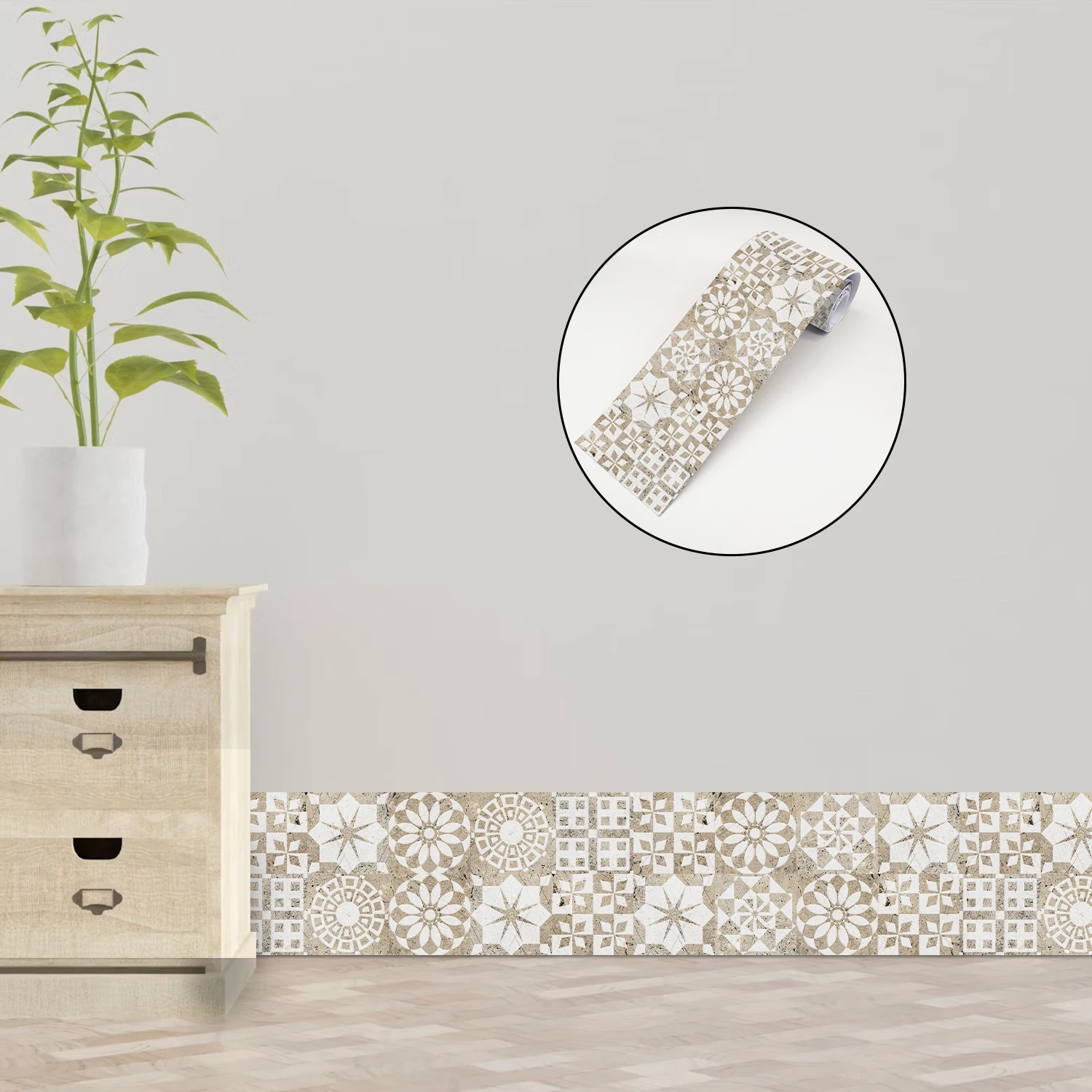 Marble Texture Ceramic Wall Sticker Bathroom Kitchen Backsplash Decorative Waistline Skirting Strip Peel & Stick Art Wall Decals