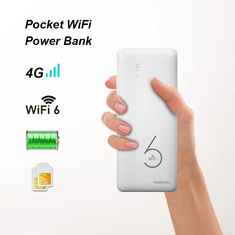 Oem/odm mini portátil 4g lte wifi6 roteador sem fio 10000mah com slot para cartão sim powerbank roteador wifi hotspot com banco de potência