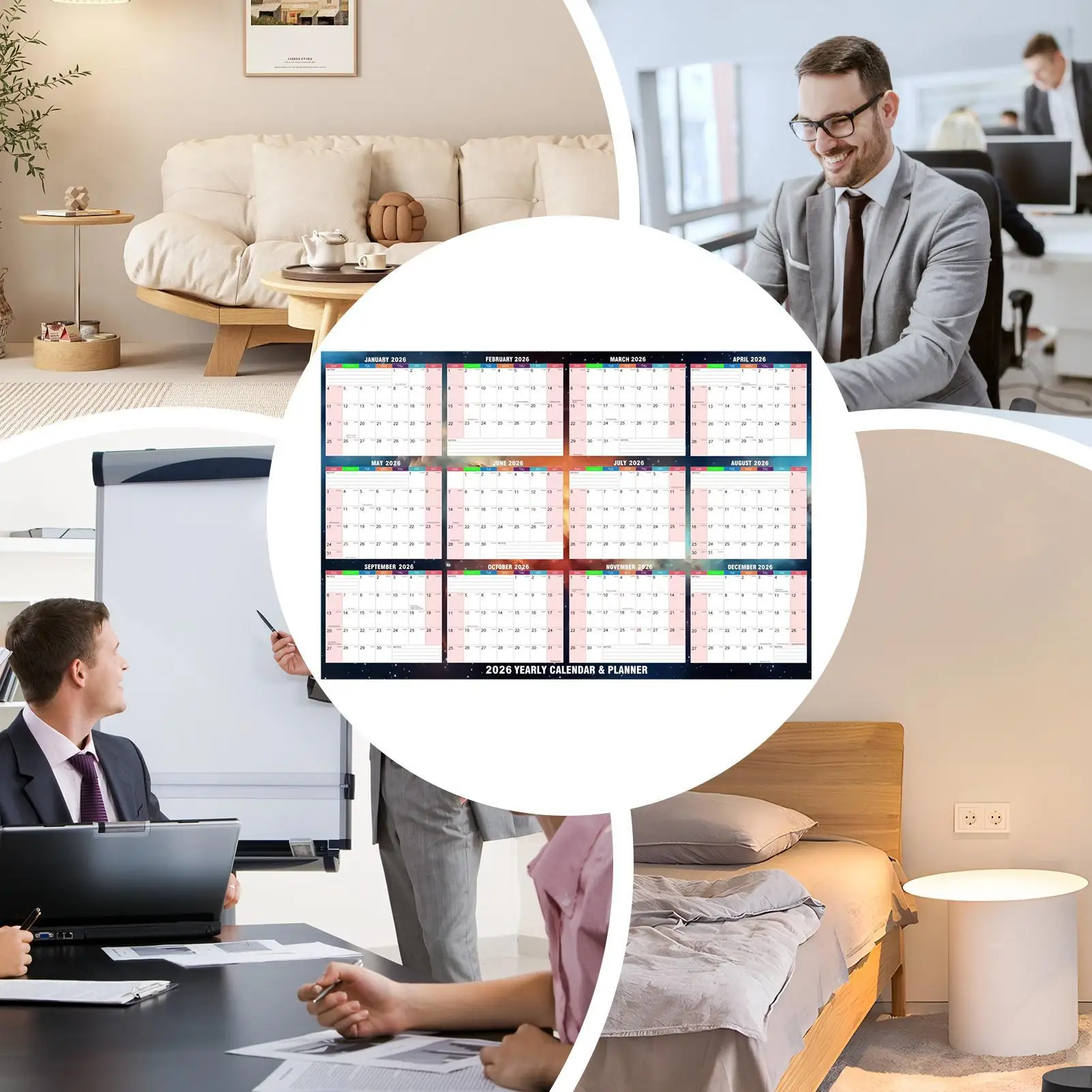 

2026 Wall Calendar 12 Month 24 X 34 Inch Double-Sided Dry-Erasable Planner Daily Planner Calendar For Habit Reading Study School