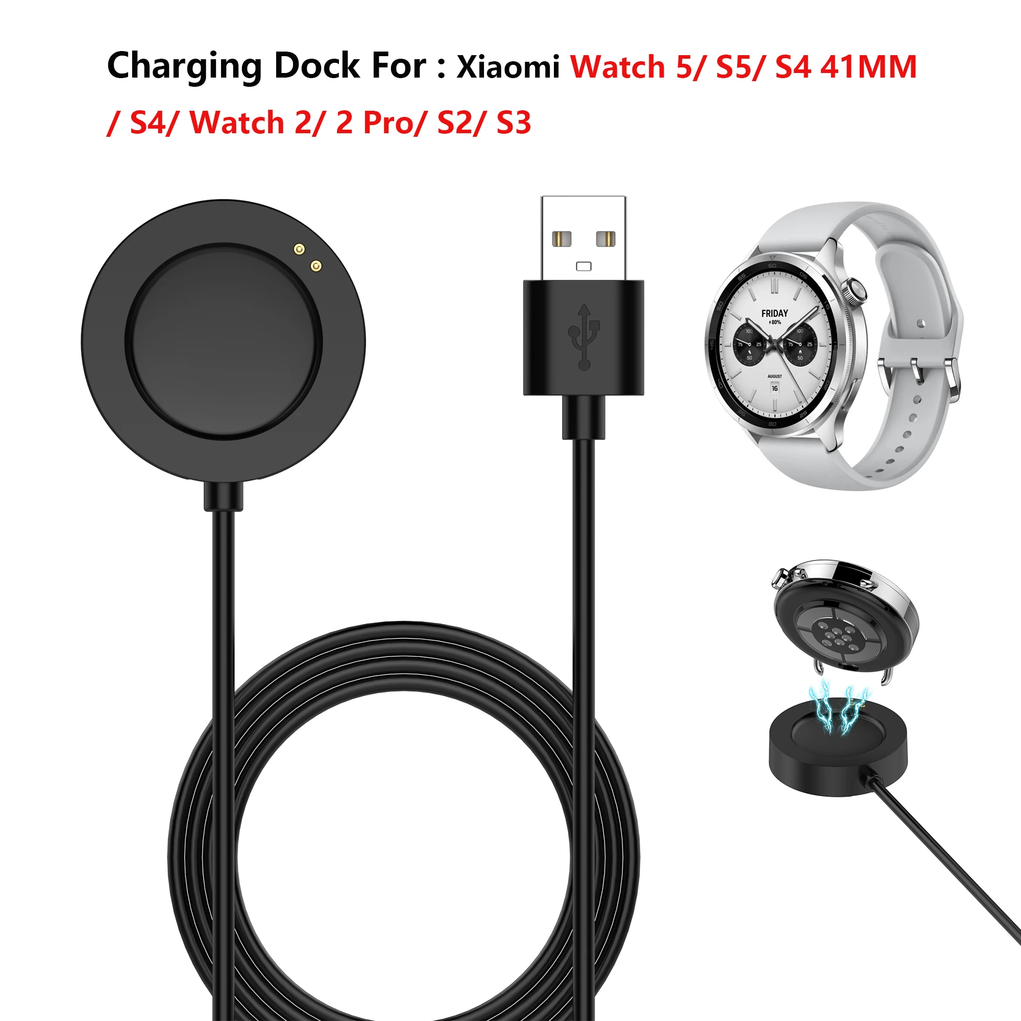 

Charging Dock For Xiaomi Watch 5 2 2Pro Smart watch Charger Data Cord For Xiaomi Watch S5﻿﻿ S4 S3 S2 S4(41mm) Power Adapter Dock