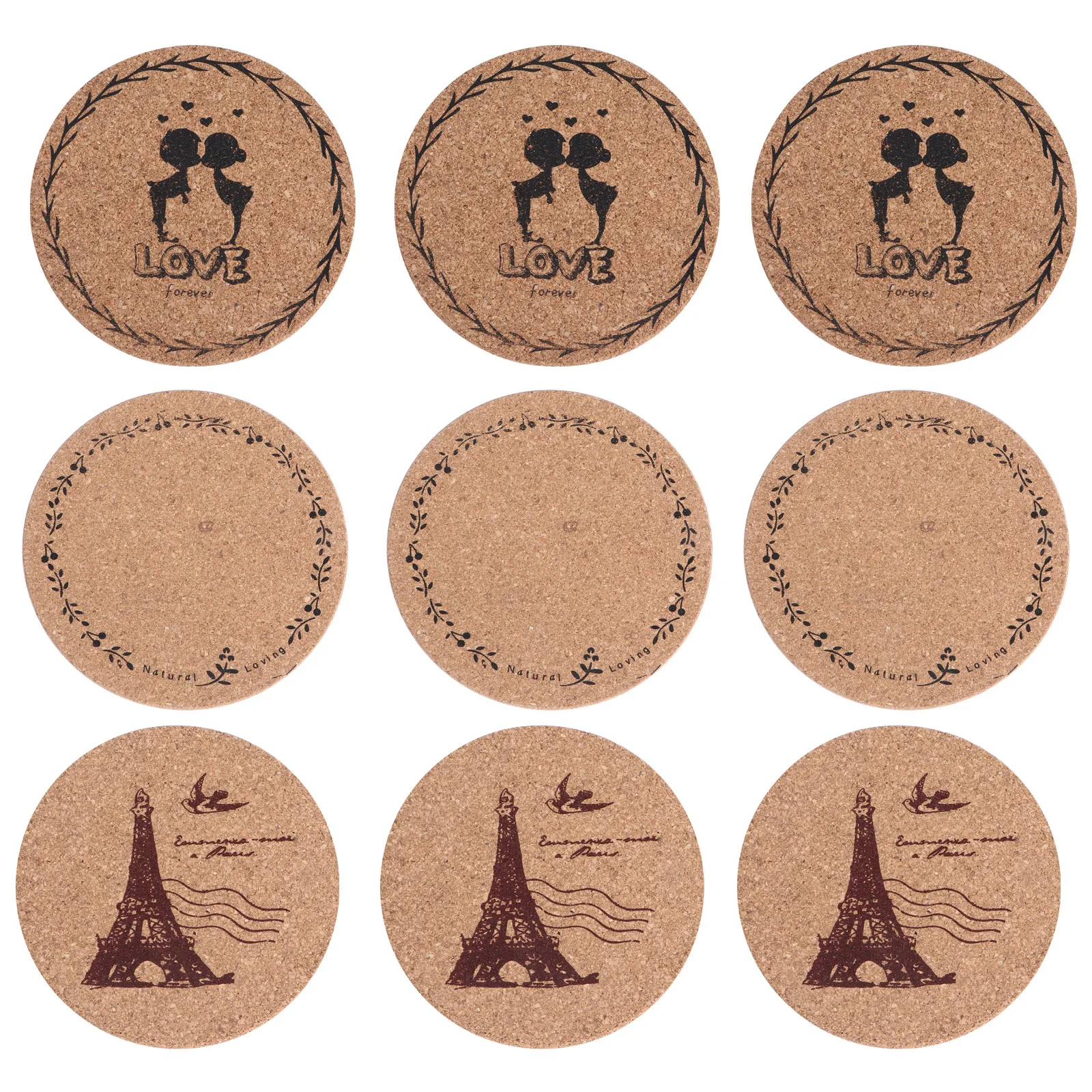 

12Pcs Round Corkboard Placemat Heat Resistant Thick Table Coaster Eco-Friendly Kitchen Dining Hot Pot Protector Trivet Set