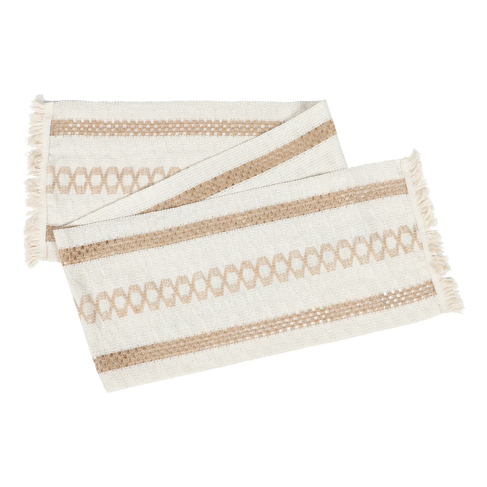 

Cotton Linen Table Runner Striped Stitching Tassel Farmhouse Dining Room Home Decor Practical Joyful Atmosphere