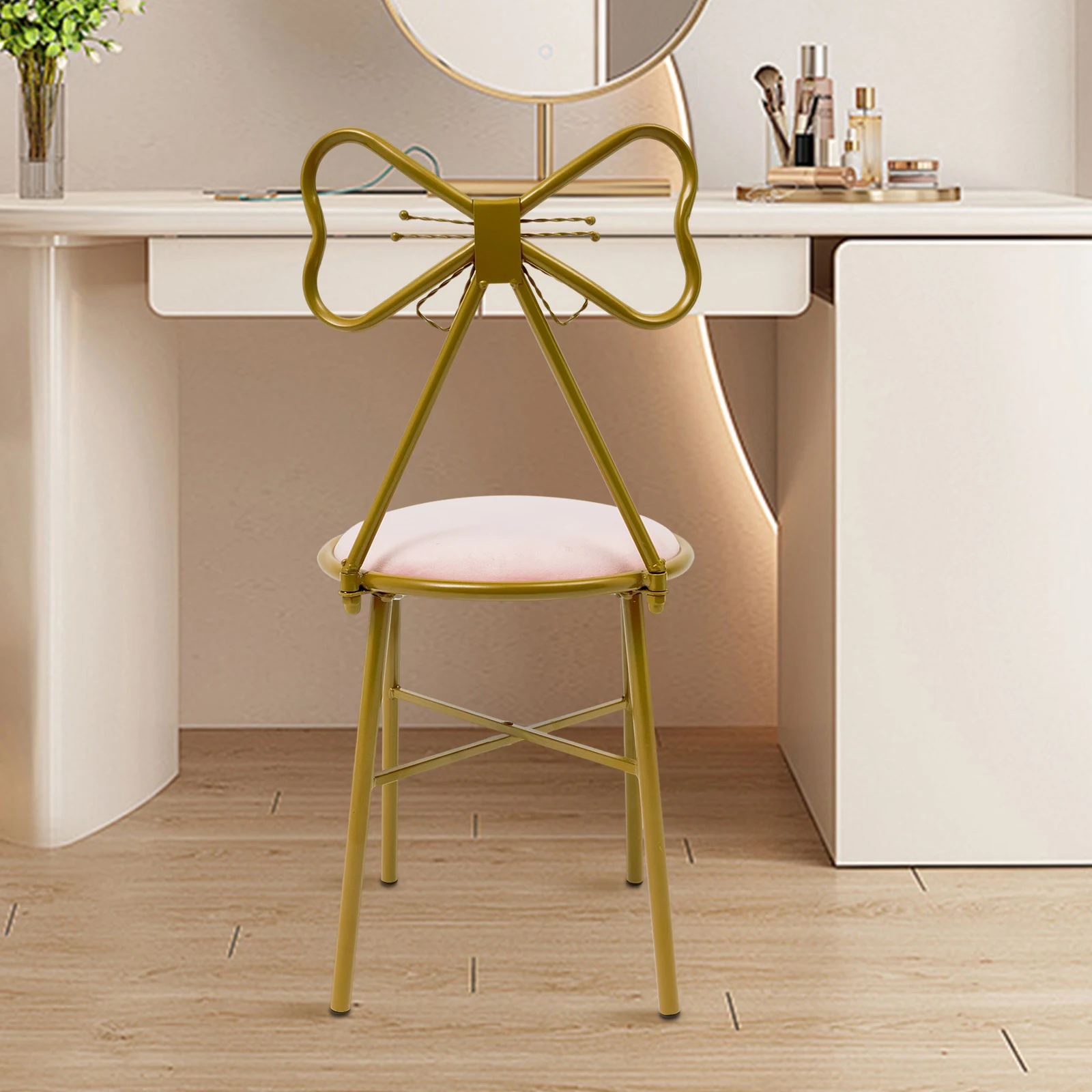 

Elegant Butterfly Back Design Vanity Chair Comfortable Cushioned Seating for Dining Makeup Use Stylish Home Decor Accent