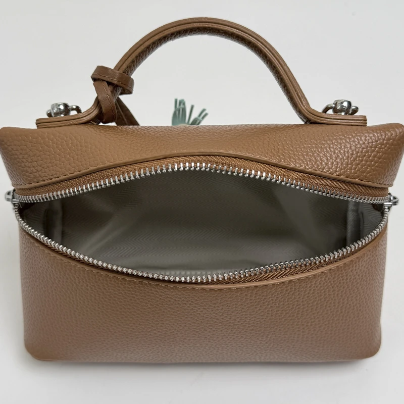 Luxuriöse Handtasche aus Kunstleder mit Kieselstein-Optik für Damen, Umhängetasche mit Henkel und Pferdeanhänger, Retro-Reise-Kosmetiktasche, Schultertasche – Detail 14