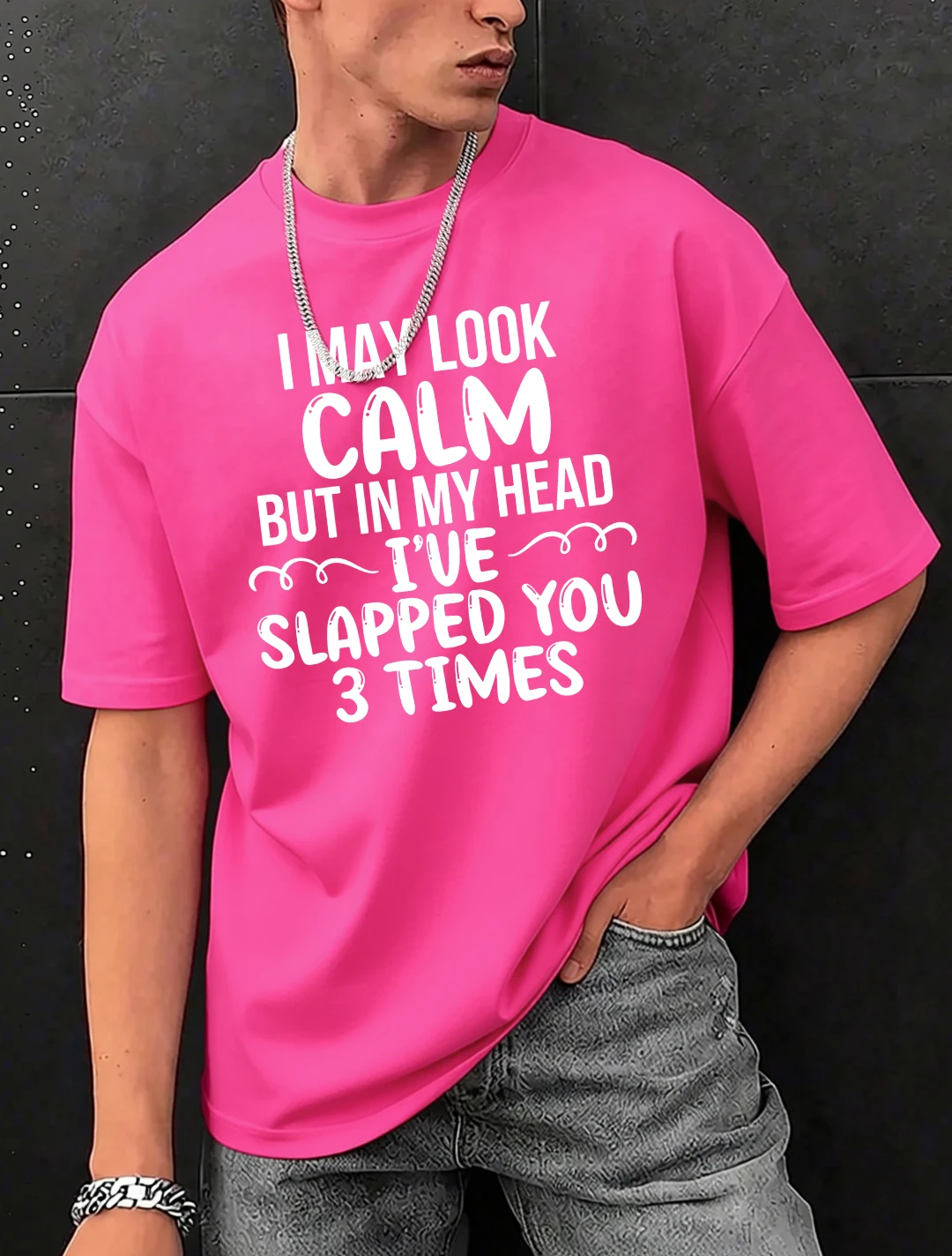 Slapped You 3 Times In My Head Print Herren-T-Shirts aus Baumwolle, Hip-Hop-T-Shirts, O-Ausschnitt, Sommerkleidung, lässig, trendig, All-Match-Kurzarm – Detail 17