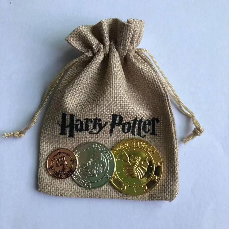 Insignia de moneda conmemorativa de Harry Potter perimetral, bolsa de dinero de elfo dorado, Galleon dorado, regalo creativo para estudiantes