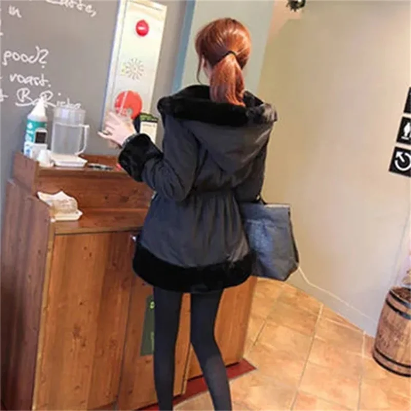 2023 Winter Wear New Loose Fit Faux Fur Mink Fleece Medium to Long Length Double Wear Coat Korean Fit Hat Coat Women\'s WinterB78